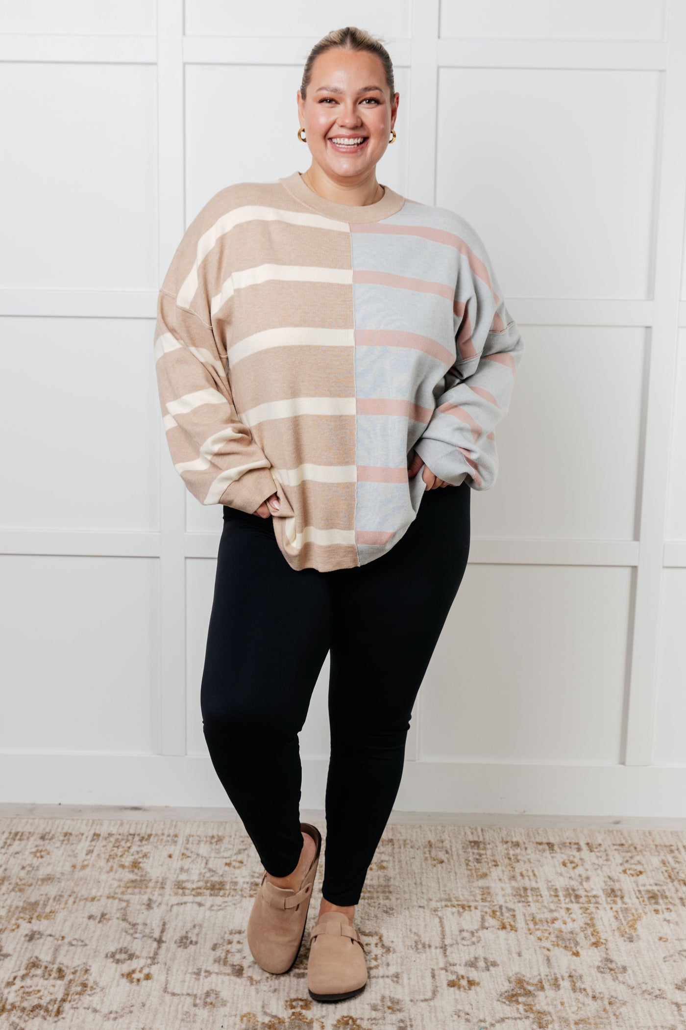 Exceptional Thought Striped Patchwork Sweater