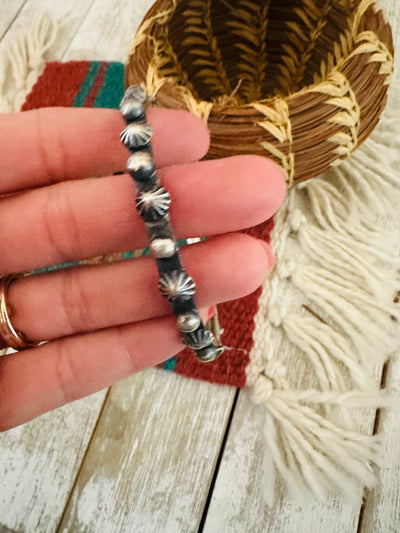 Chimney Butte Navajo Sterling Silver Studded Bangle Bracelet
