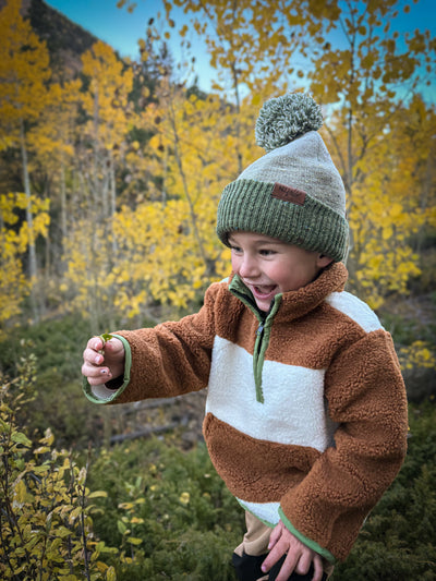 Tan Camel Sherpa - Plush Warm lined Pullover Sweatshirt