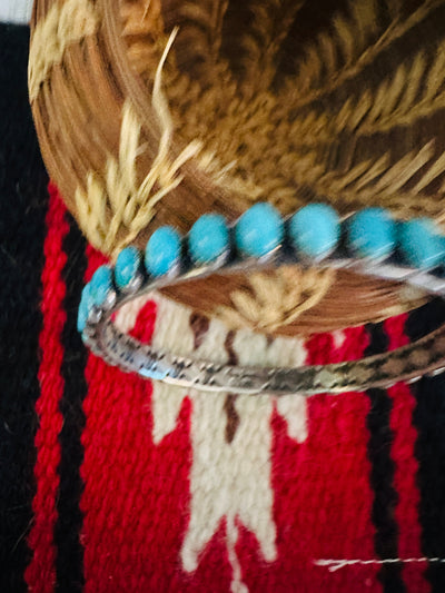 Handcrafted Turquoise & Sterling Silver Bangle Bracelet by Leroy James