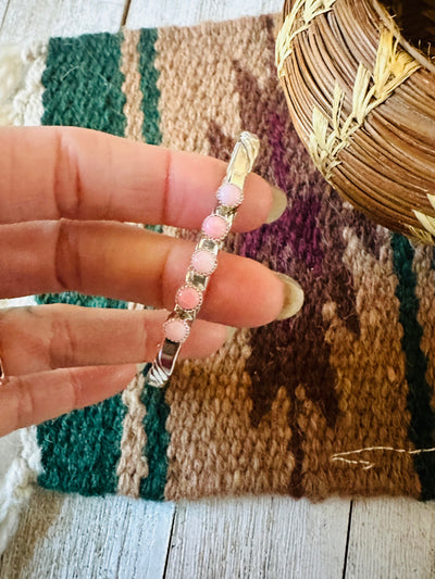 Handcrafted Queen Pink Conch & Sterling Silver Cuff Bracelet