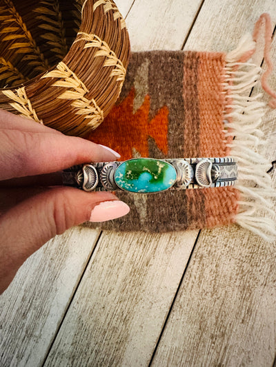 Navajo Sonoran Mountain Turquoise & Sterling Silver Cuff Bracelet
