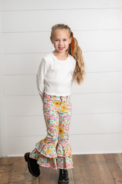 Flower Double Ruffle Jeans