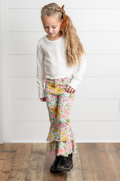 Flower Double Ruffle Jeans