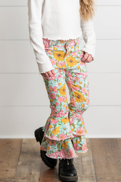 Flower Double Ruffle Jeans