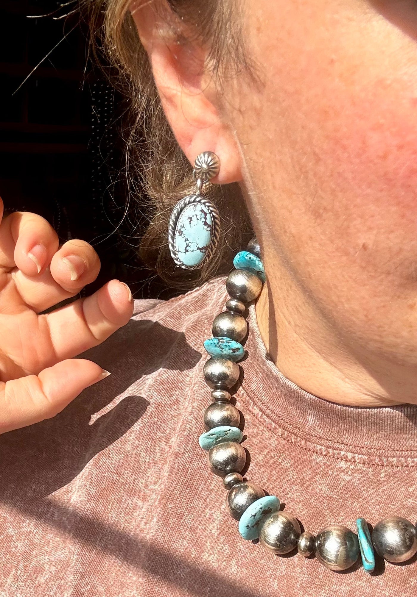 Golden Hill Turquoise Dangle Earrings – Sterling Silver, Post Style, USA Made