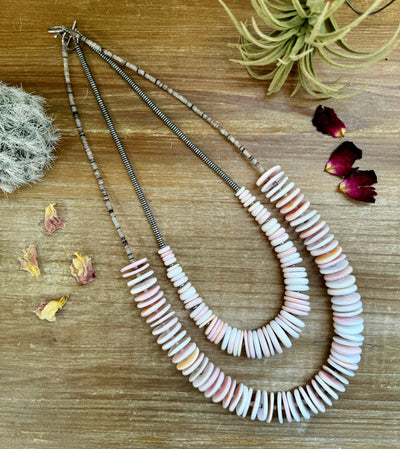 26 inch pink conch necklace