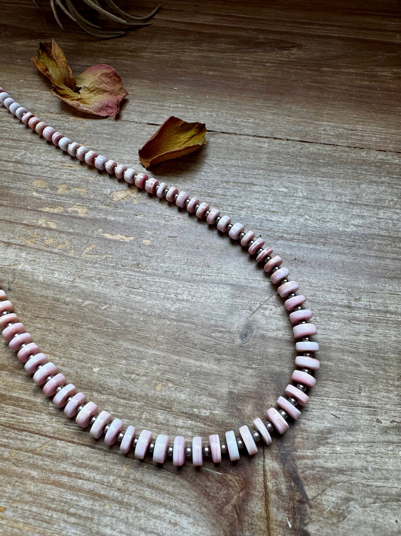 Pink Conch & Sterling Silver Pearl Necklace – 32” Long
