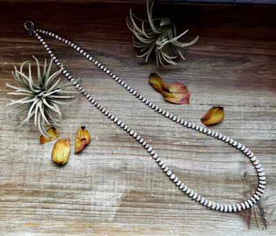 Pink Conch & Sterling Silver Pearl Necklace – 32” Long