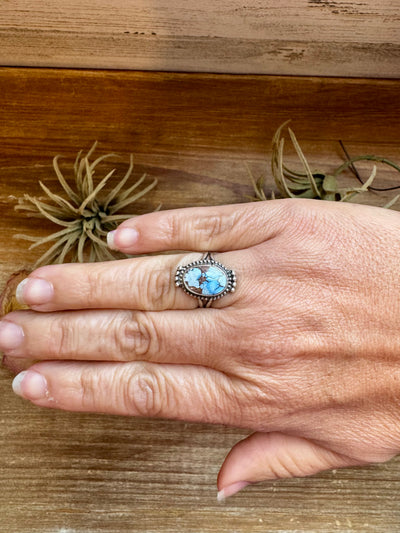 Delicate Golden Hills Turquoise Ring – Size 7.5, USA Made