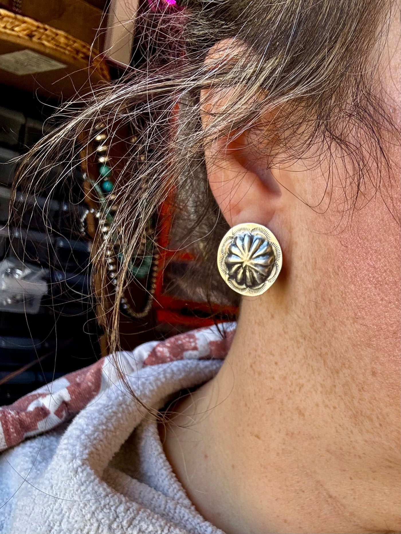 Stamped Sterling Silver Concho Earrings – Unique, Handmade, & USA Made