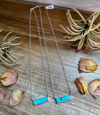 20-InchSterling Silver & Kingman Bar Turquoise Necklace –