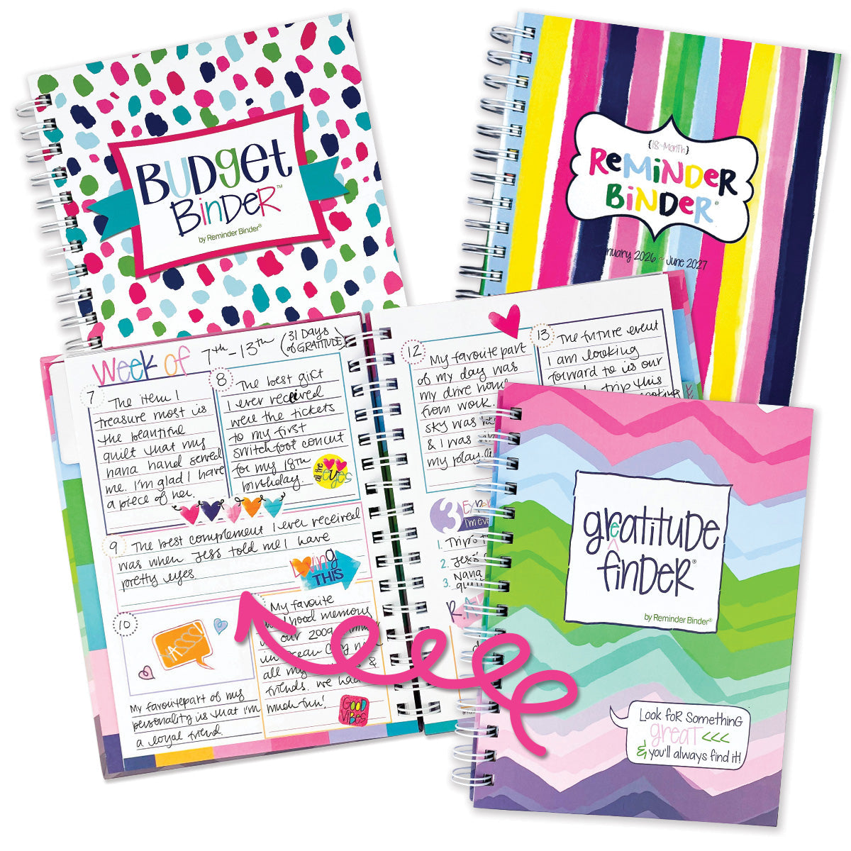 NEW! 2026-27 Dream Gift Bundle + BONUS 2026 Mini Calendar | Reminder Binder® Planner, Gratitude Finder® Journal and Budget Binder™