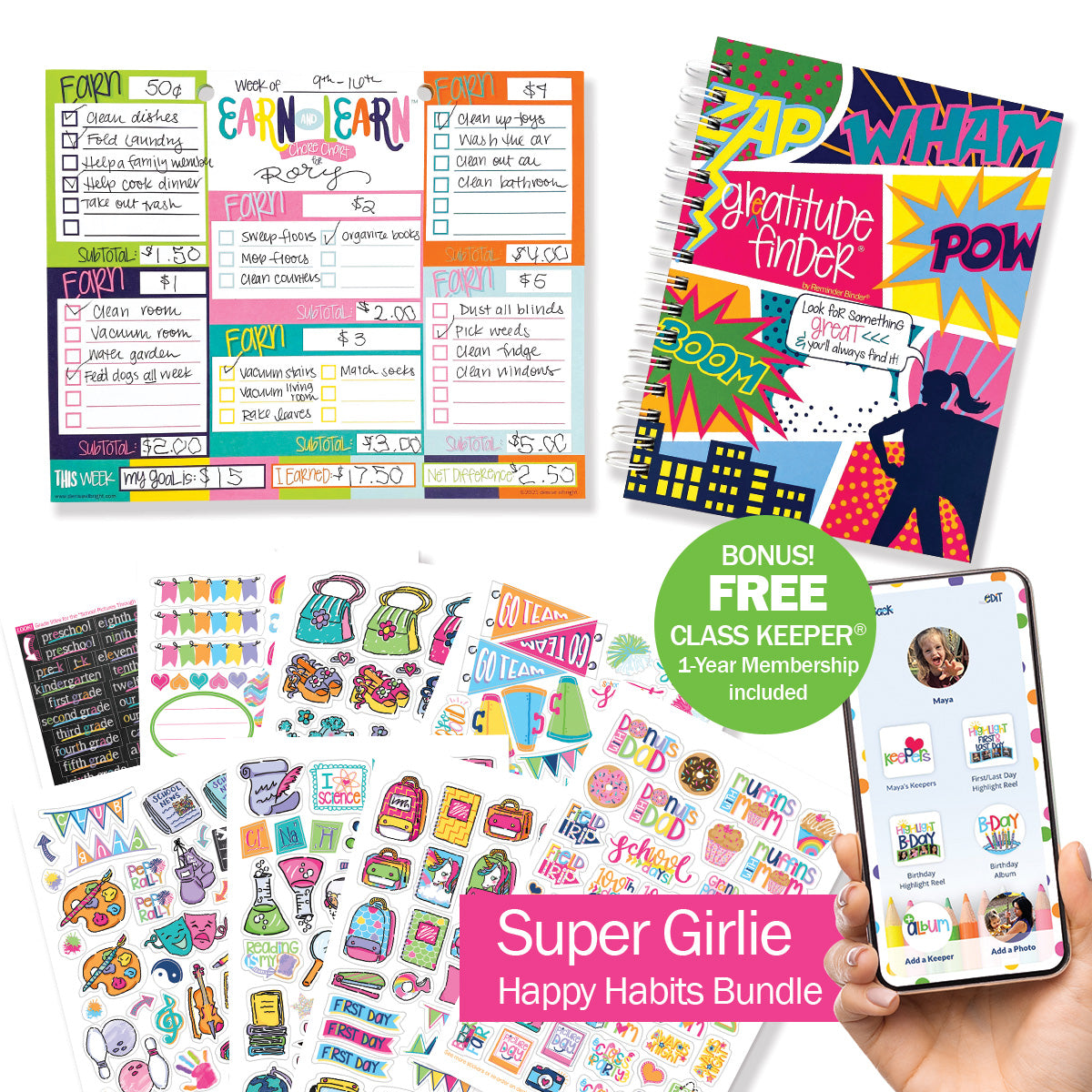 NEW! Happy Habits Bundle for Kids | Chore Chart, Gratitude Journal & Stickers + BONUS App Membership
