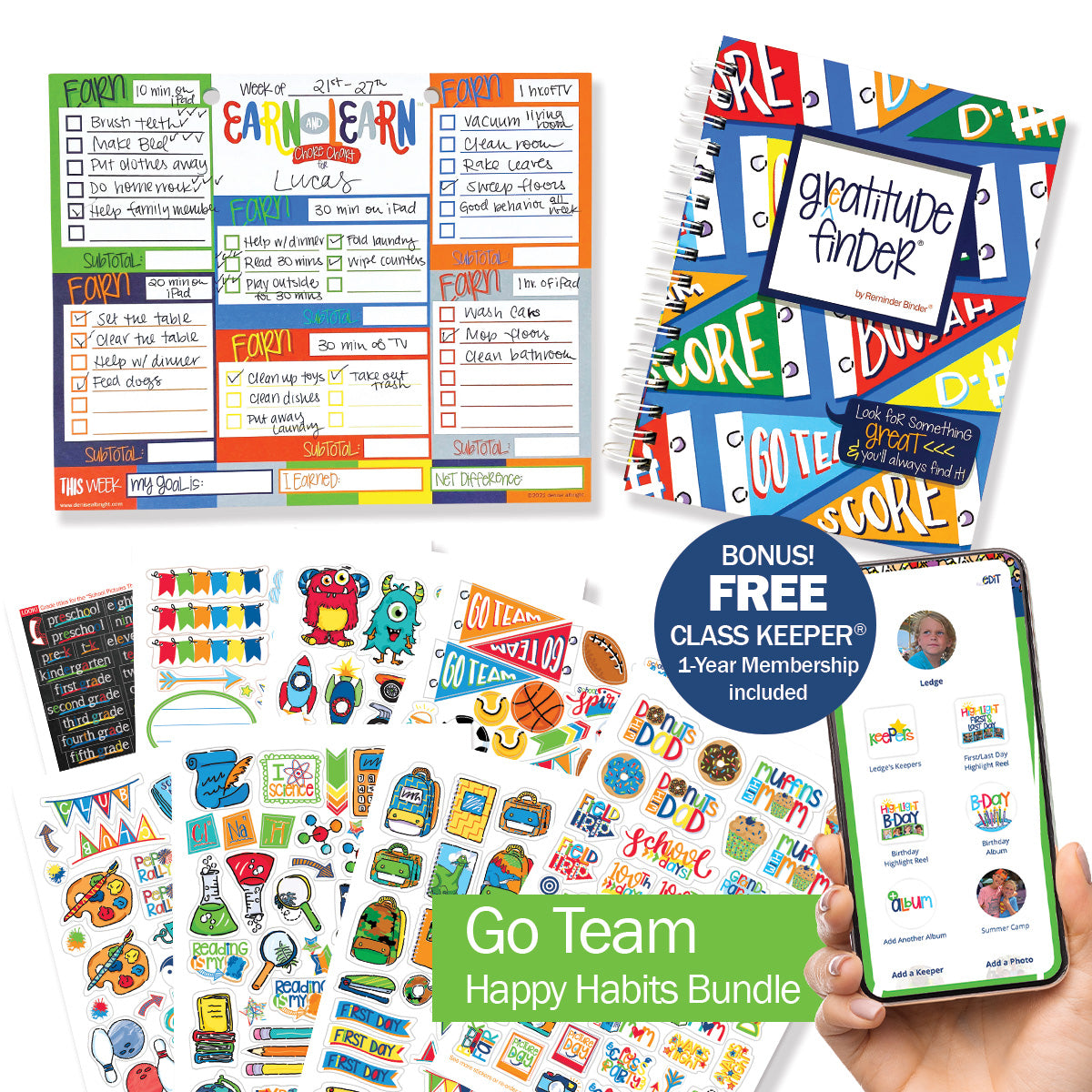 NEW! Happy Habits Bundle for Kids | Chore Chart, Gratitude Journal & Stickers + BONUS App Membership