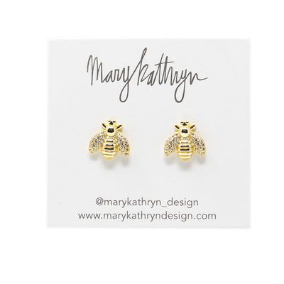 Large Rhinestone Bee Studs