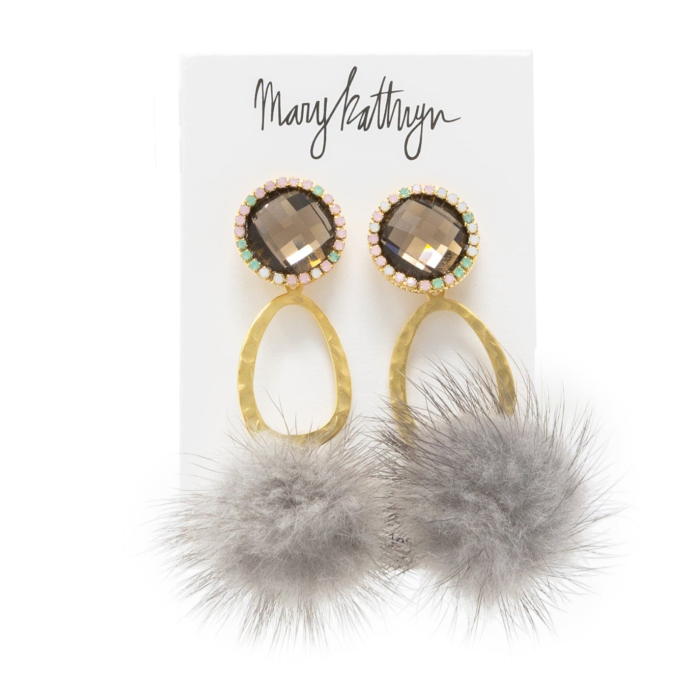 Noelle Gray Puff Earrings