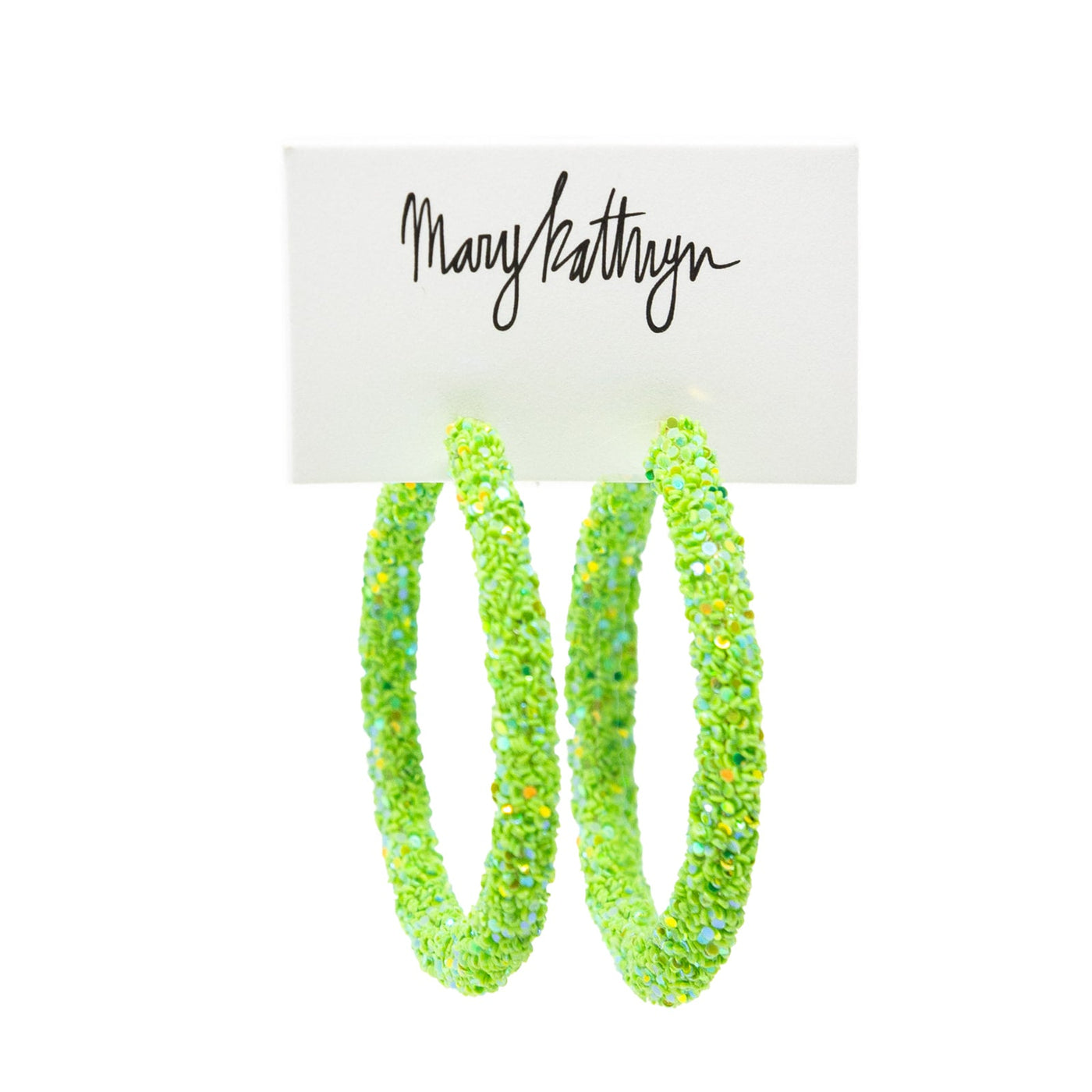 Lime Green Glitter Hoops