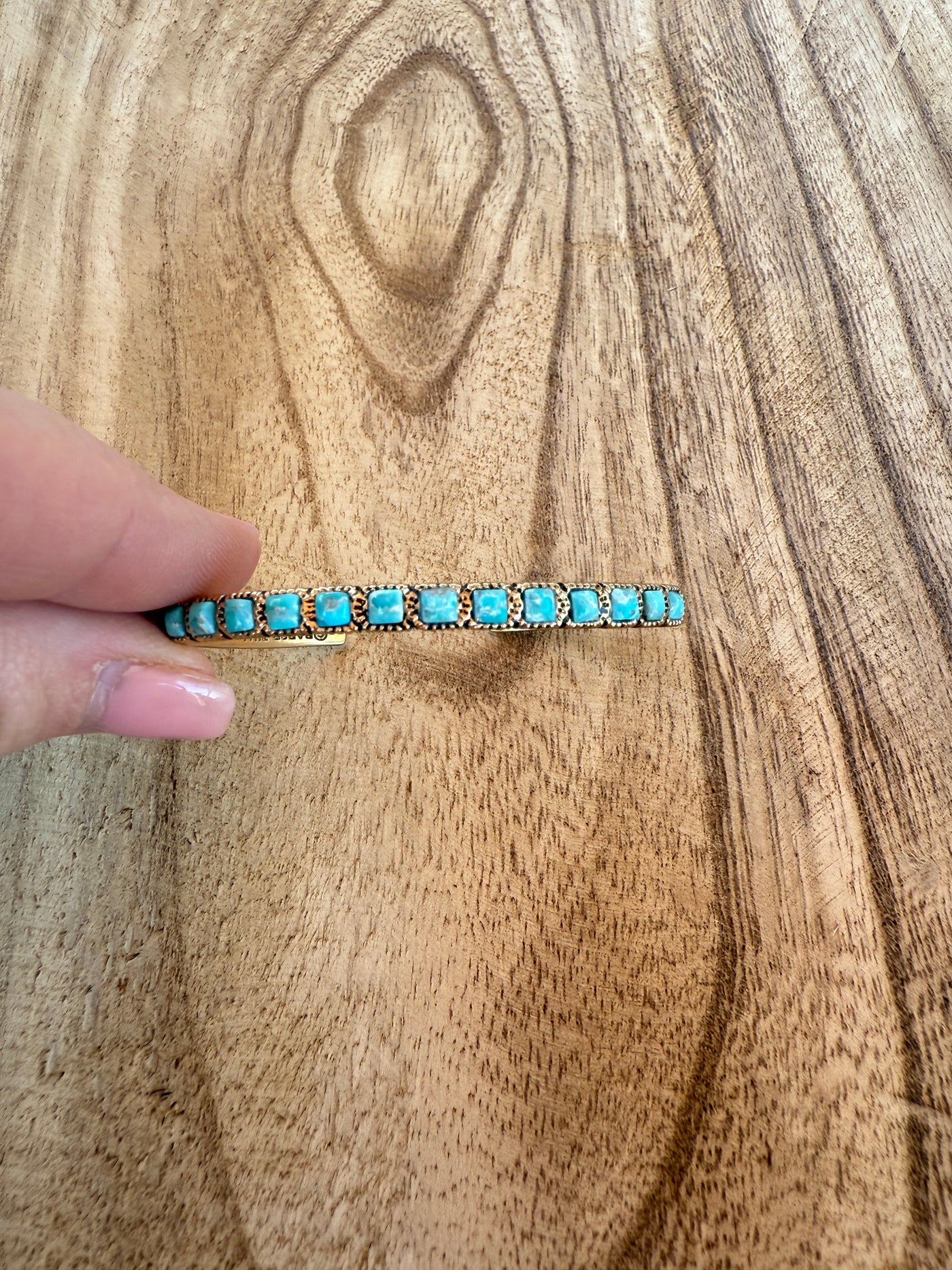 “The Golden Collection” Stacker Cuff Handmade Natural Turquoise Gold Plated Adjustable Bracelet Cuff