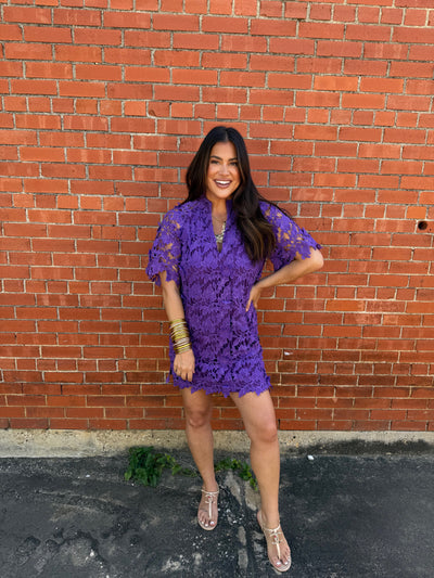 Lulu Short Sleeve Mini Caftan- Plum
