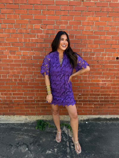 Lulu Short Sleeve Mini Caftan- Plum