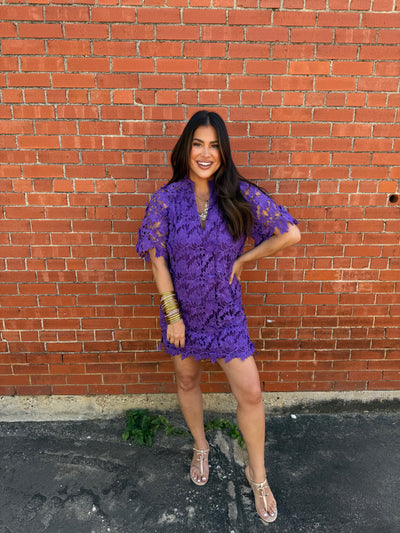 Lulu Short Sleeve Mini Caftan- Plum