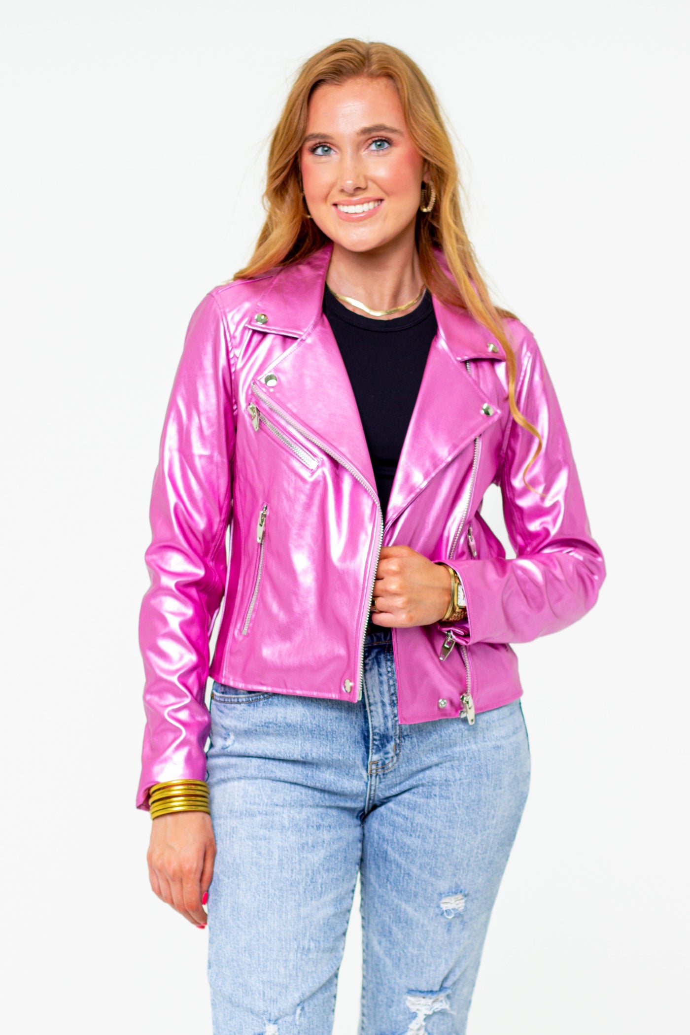 Dani Vegan Leather Jacket - Magenta