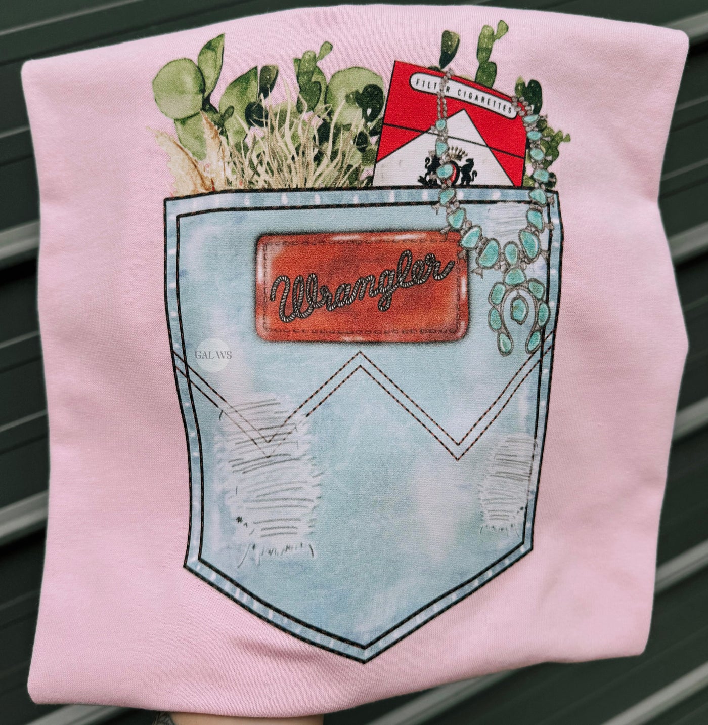 Jean pocket with patch tee or sweatshirt