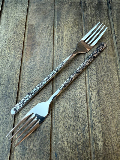 Engraved Cake Forks - Stainless Steel Wedding Cake Fork Set