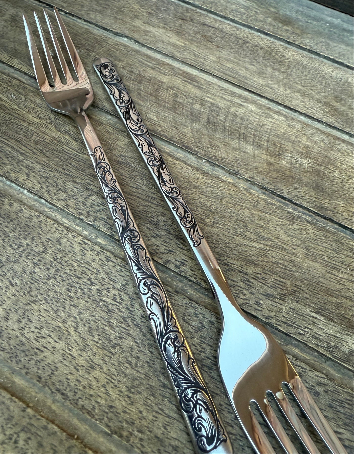 Engraved Cake Forks - Stainless Steel Wedding Cake Fork Set
