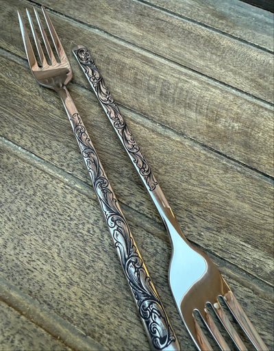 Engraved Cake Forks - Stainless Steel Wedding Cake Fork Set