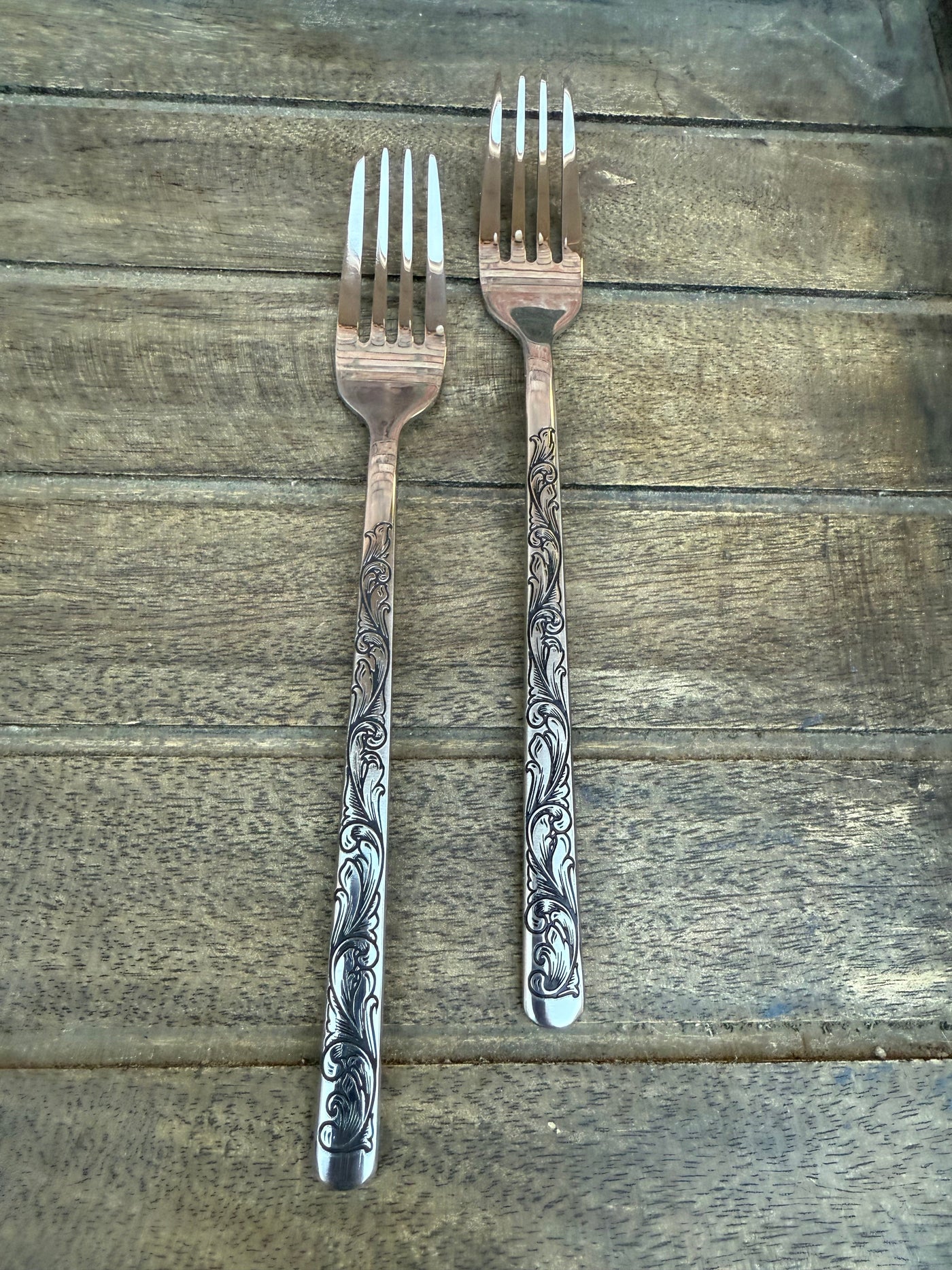 Engraved Cake Forks - Stainless Steel Wedding Cake Fork Set