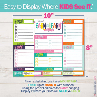 Earn & Learn® Kids Money Management Chore Chart Pad | Dry Erase Savings Tracker for School Age Kids