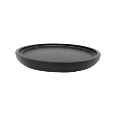 Black Round Wood Tray