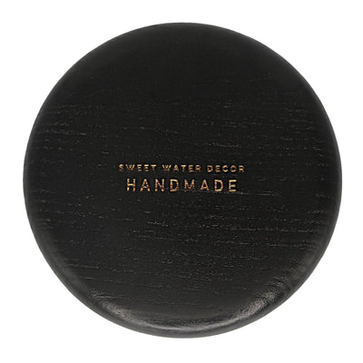 Black Round Wood Tray