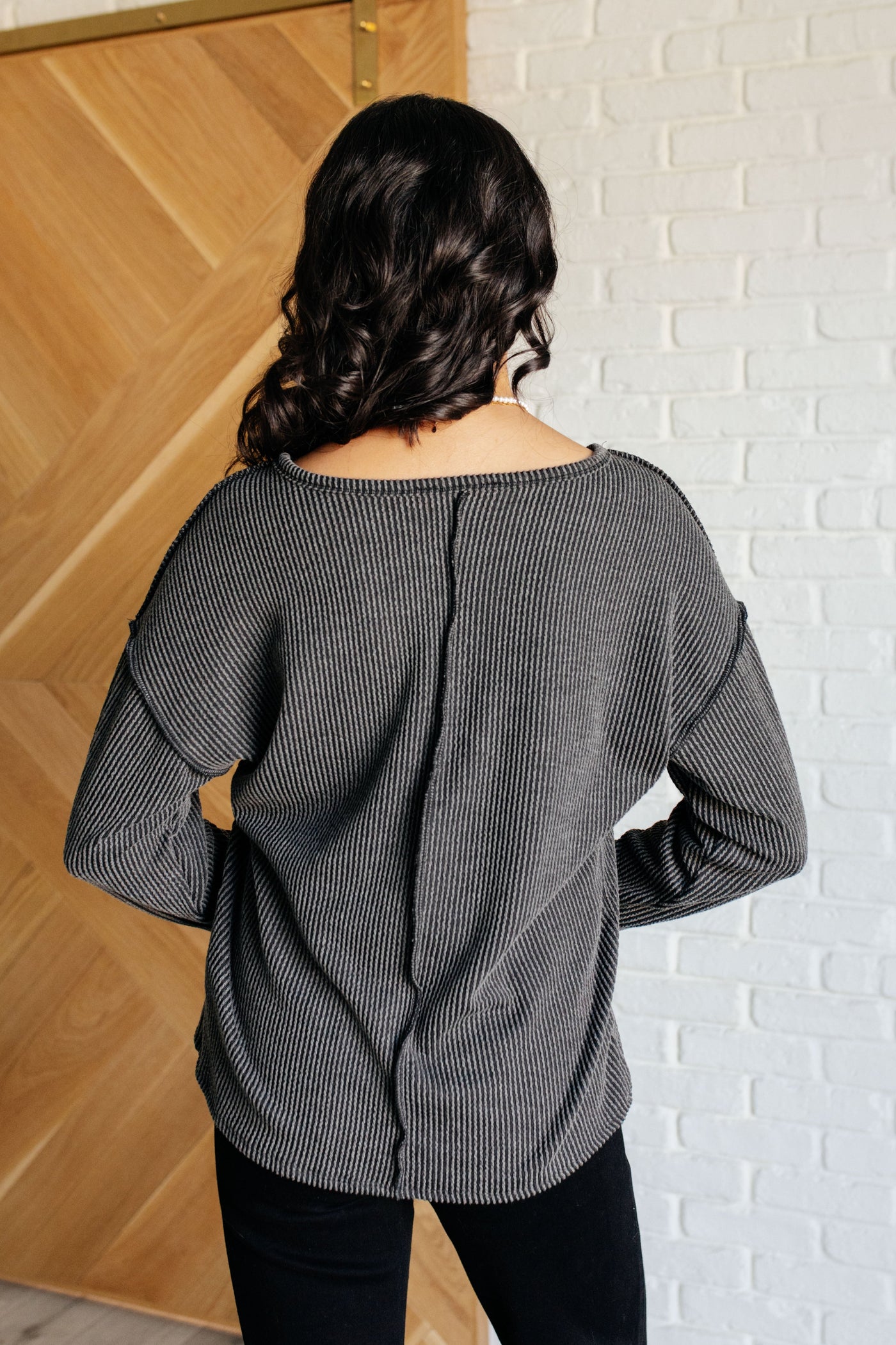 Kinda Sorta Ribbed Top in Charcoal