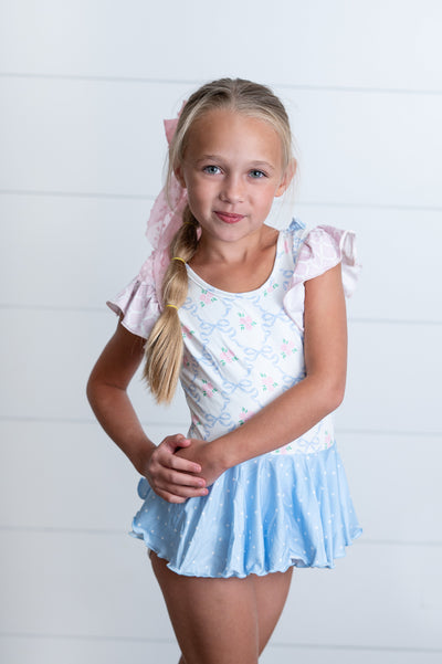 Pastel Floral Skirted Leotard