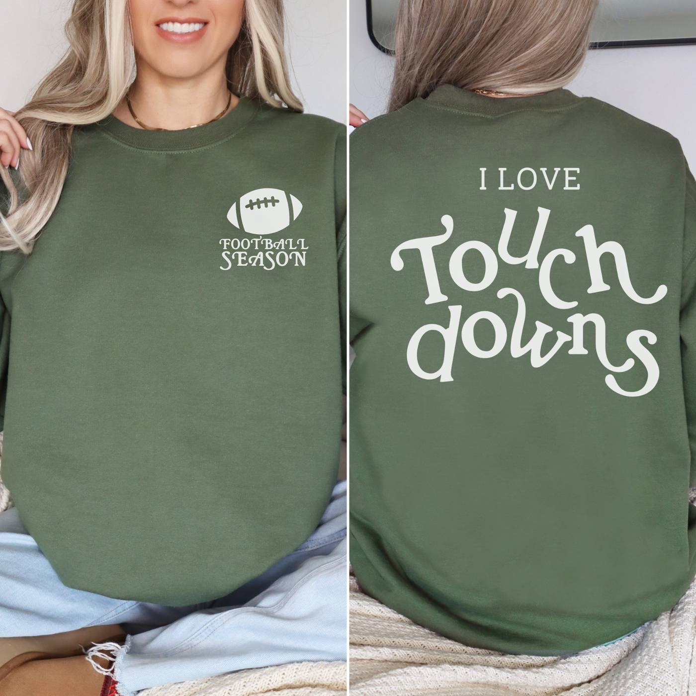 I Love Touch Downs Crewneck Sweatshirt