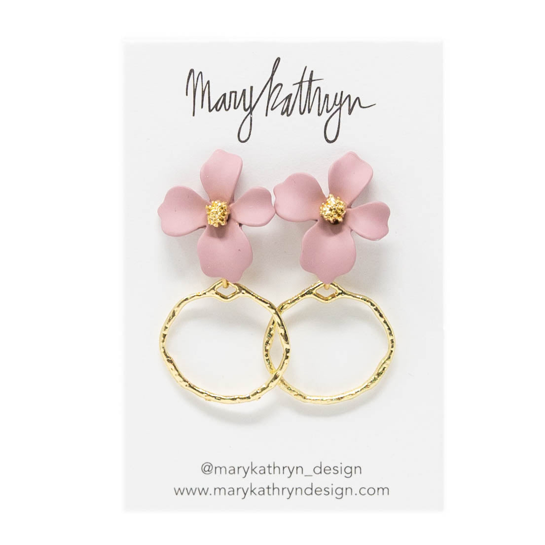 Mauve Lillian Flower Drop Earrings