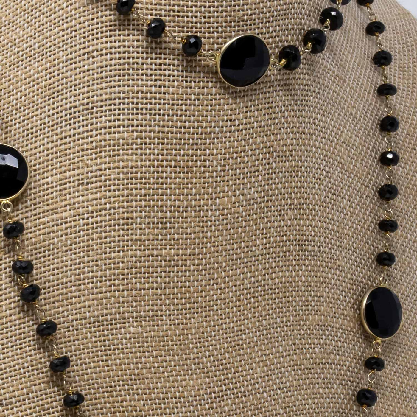 Black Spinel Long Faceted Necklace