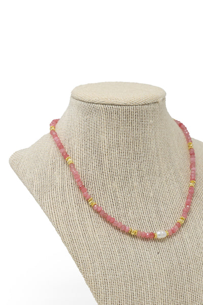 Rose Quartz Pearl Beaded Necklace