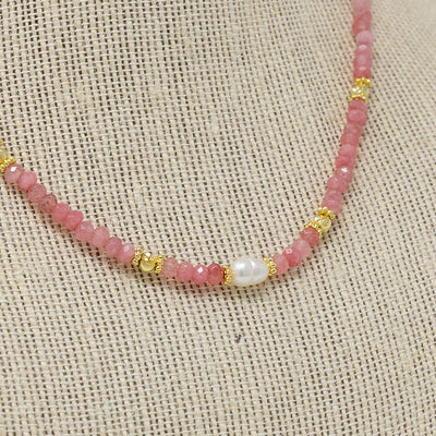 Rose Quartz Pearl Beaded Necklace