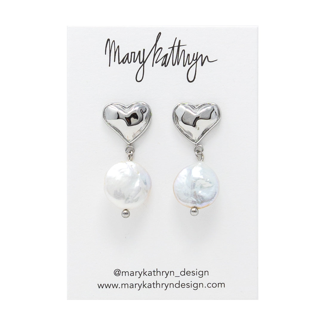 Heart Pearl Drop Earrings