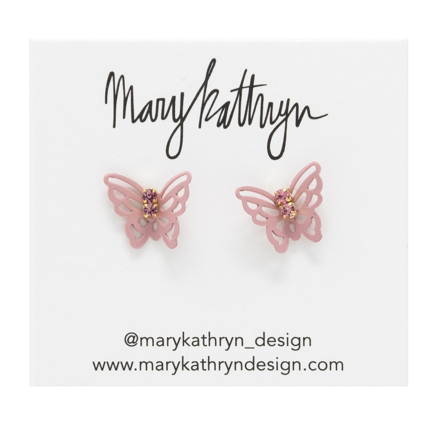 Pink Flutter Butterfly Stud Earrings