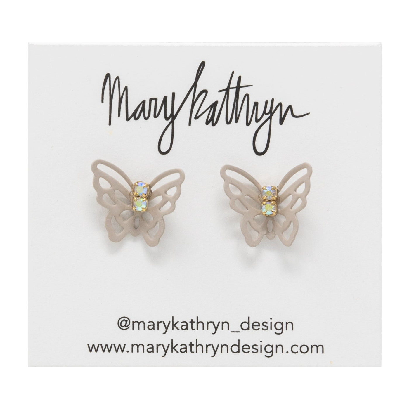 Taupe Flutter Butterfly Stud Earrings