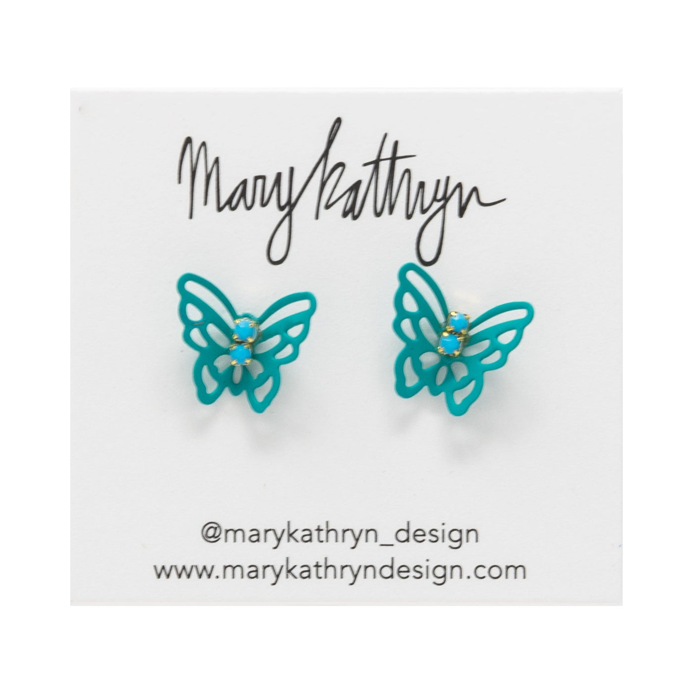 Teal Flutter Butterfly Stud Earrings