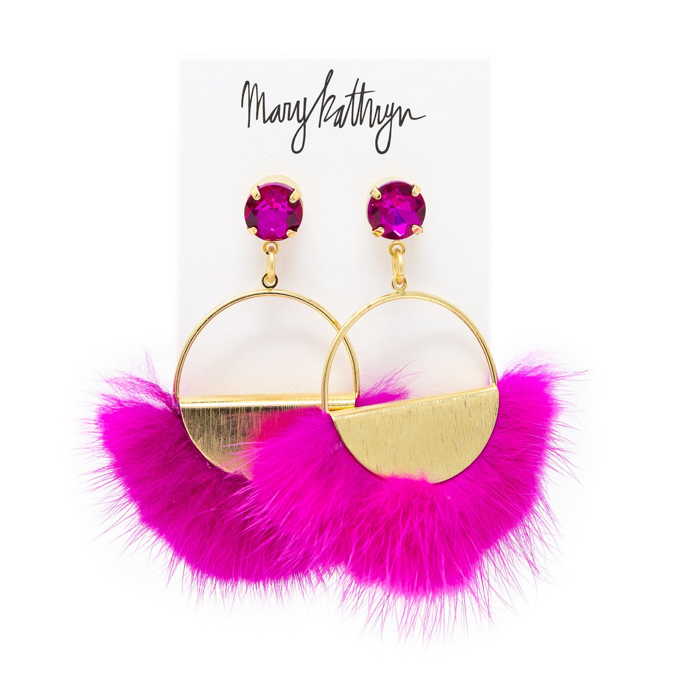 Hot Pink Ophelia Puff Earrings