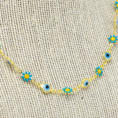 Teal Evil Eye + Daisy Chain