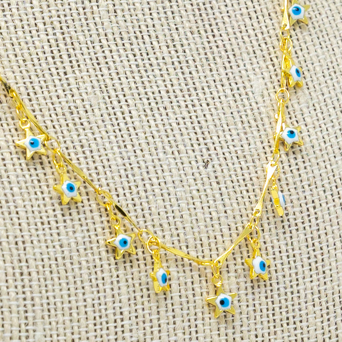 Evil Eye Star Dangle Necklace