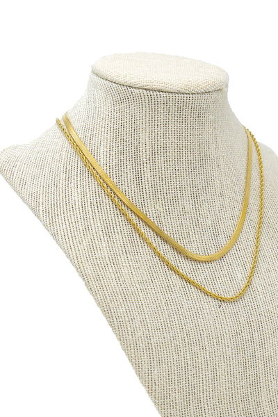 Rope + Herringbone Double Chain Necklace